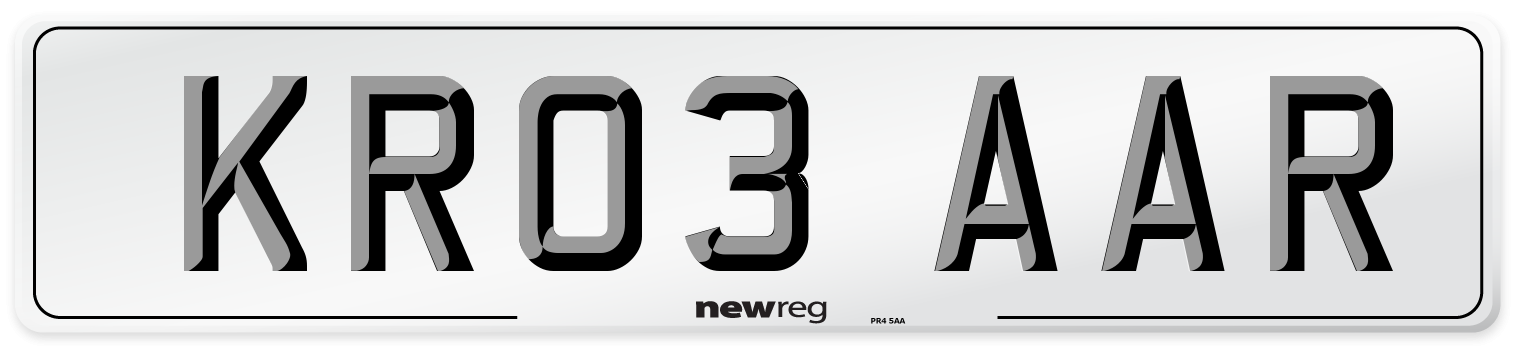 KR03 AAR Number Plate from New Reg